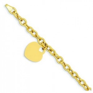 14k heart charm bracelet