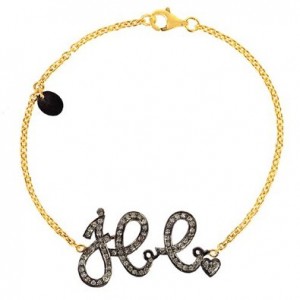18kt Yellow Gold Diamond Pave Initial Charm Chain Bracelet Silver Fashion Jewelry